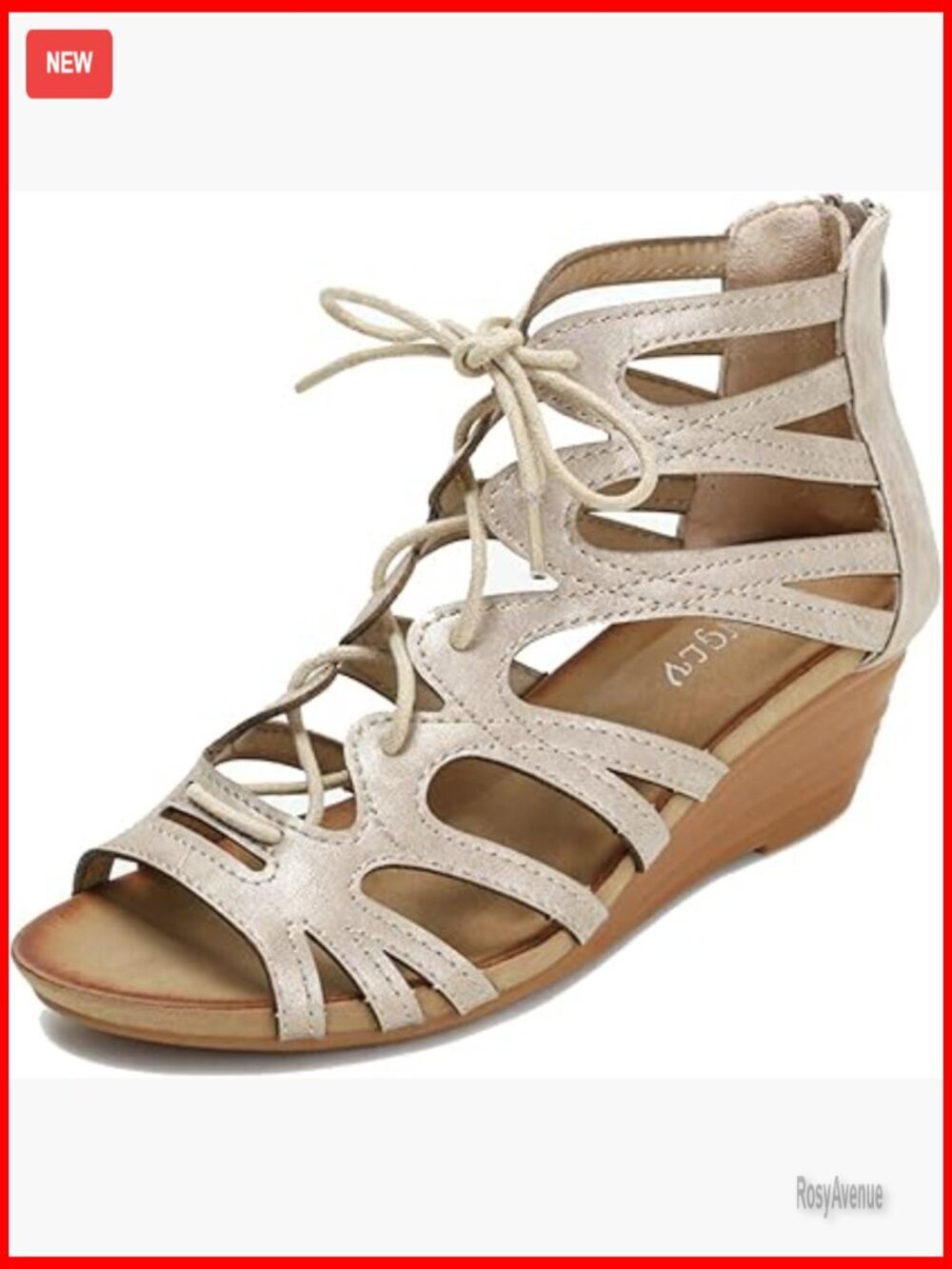 Women's Gladiator Sandals Retro Wedge Heel Size 8 Microfiber
